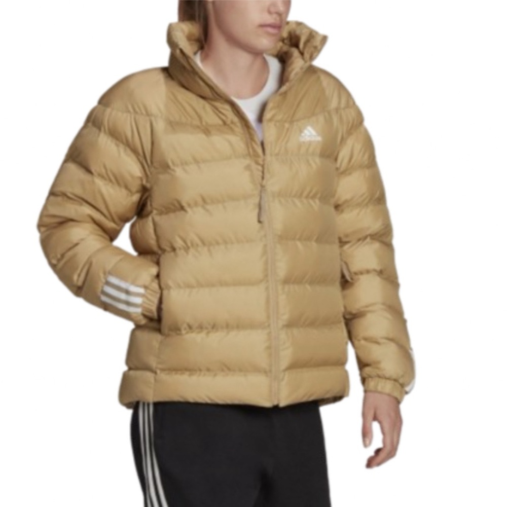 Adidas Primegreen Itavic Padded Down Puffer Jacket With Logo Beige Size Large